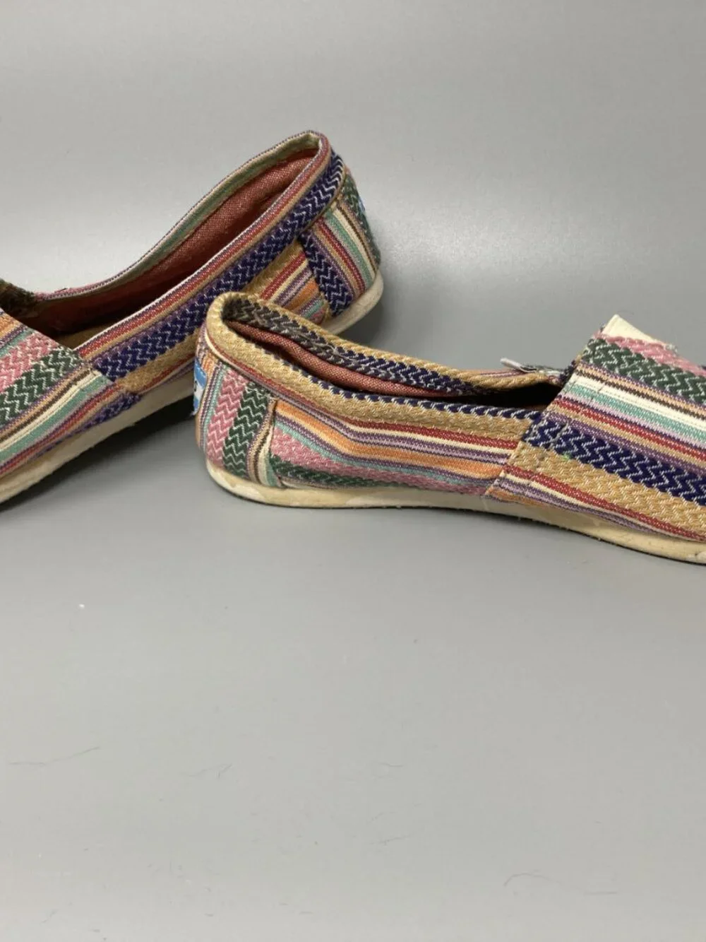 TOMS women's flats W10 striped woven textile slip-on